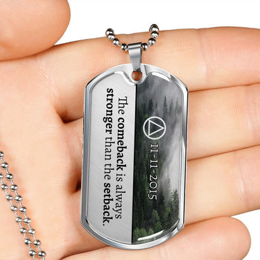 Personalized Sobriety Dog Tag Necklace - Love You This Much